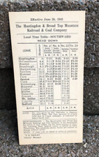 1943 Huntington & Broad Top Mountain Railroad & Coal Co. Schedule Card picture