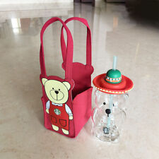 New Starbucks Latin American Glass Bear Bottle With Bear Tumbler Red Carry Bag picture