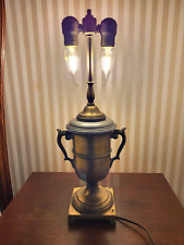 Vintage 20” Pewter Handled Urn Vase Heavy Table Table Lamp Tested Working picture