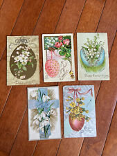 Antique Postcard Early 1900s  Easter Flower Eggs Themed Postcard Embossed Foil picture