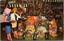 1950s HOLLYWOOD CA Postcard FARMERS MARKET Two Ladies in Ridiculous Fuzzy Hats picture