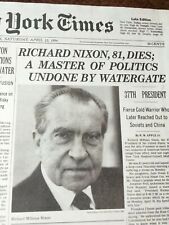 Newspapers- RICHARD NIXON, 81, DIES; A MASTER OF POLITICS UNDONE BY WATERGATE picture