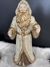 Vintage Hand Painted Old Saint Nick Off White /gold 15.5 