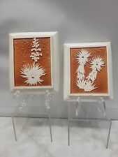 Vntg White Sands Of New Mexico Plaster Of Paris Native Plant Souvenir Plaques picture