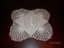 vintage 13x13 dresser topper/large doilie  handmade crochet white picture