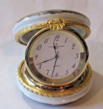 Peint Main Limoges Trinket-Round Box With Clock picture