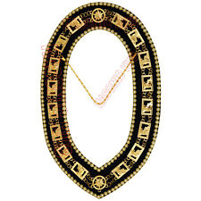 Masonic Knights Templar Commandery Chain Collar - Gold Plated with Rhinestones picture