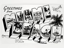 Greetings from Miami Beach, Florida 1940 Postcard [METALLIC LUSTER] GleeBeeCo picture