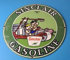 Vintage Sinclair Gas Porcelain Sign - Flintstones Cave Man Gasoline Pump Sign picture