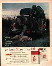 Vintage 1963 L&M Cigarettes Men hunting dogs Print Ad Advertisement b7 picture
