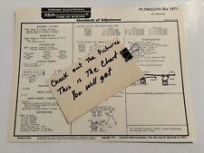 AEA Tune-Up Chart System 1971 Plymouth 225 Six Cylinder picture