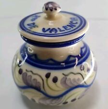 Vintage Porcelain Blue And White Glazed Lidded Condiment Jar Trinket GUC Gift picture