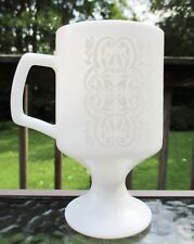 Vintage Milk Glass Pedestal Mug Ring of Fire Floral Pattern 6.5” Tall Corning picture