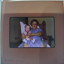 Photo Slide Happy Toddler Boy in Red White with Stern Grandmother Vintage 60's  picture