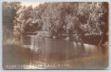 Yale MI~Waters Nr Flood Stage on Shady Mill Creek~Nice Swimming Hole 1911 RPPC picture