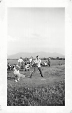 WW2 U S Soldiers playing Baseball in Field~1940s Photograph 29A picture