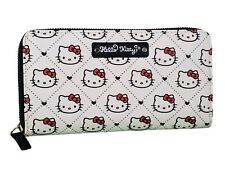 SANRIO HELLO KITTY LONG WALLET ZIP AROUND WHITE KITTY HEADS FAUX LEATHER  picture
