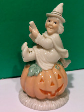 LENOX  WITCH'S JOLLY PUMPKIN Halloween Witch Broom sculpture -- -- NEW in BOX picture