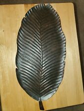 Partylite Island Escape Metal Banana Leaf Candle Tray P8411 Footed Bronze Color picture