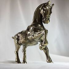 11.5” Large Solid Brass Show Horse, Stallion Statuette, Vintage, Grinning❤️ picture