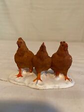 2004 Holiday Time Christmas Village Accessory 3 Chickens original rare picture