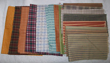 Vintage Lot 18 Stripe & Plaid Cotton Quilt Fabric Primitive Woven & Printed picture