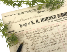 Antique E.R. Horner & Bro Letterhead Invoice Bill Receipt Baltimore MA 1863 picture