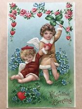Valentine Greeting Cupid In Red & Cupid In Yellow/ W Heart Clover Feb 8, 1909 picture