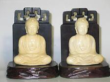 Pair Vintage 1930s Plastic & Wood Buddha (Budda) Bookends picture