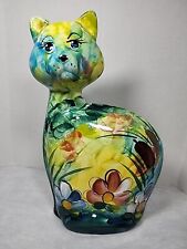 Original Anatoly Turov Hand Painted CAT Signed Glossy Flowers Floral Cattail 9