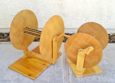 Lot Of 2 Vintage Wooden Hand Crank Winding Spool picture
