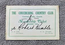 Vintage 1941 Couchiching Country Club Golf Membership Card Orillia On  picture