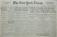 5-1936 May 6 ETHIOPIA IS ITALIAN MUSSOLINI OCCUPY ADDIS ABABA SELASSIE NY Times picture