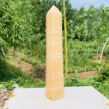 6.72LB Natural yellow calcite obelisk quartz Crystal tower point healing decor picture