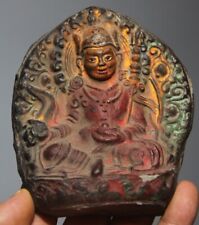 Real Tibet 1800s Old Buddhist Painted Clay Tsa Tsa Buddha Statue 