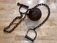 Antique Ball  Chain Cuffs Cast Iron Antique Shackles Cuffs KANSAS Prison picture