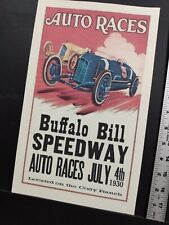 Buffalo Bill Auto Races Cody Ranch Nebraska 1930 Rare Broadside picture