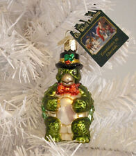 2001 - TOP HAT TURTLE - OLD WORLD CHRISTMAS BLOWN GLASS ORNAMENT - NEW W/TAG picture