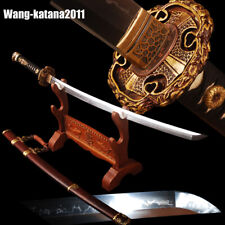 Real Hamon Tachi Katana Clay Tempered T10 Steel Japanese Sword Brass Fittings  picture