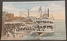 Early 1910's Steamboat Postcard - Steamer Landing Passengers, Quincy Ill picture