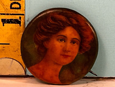 Vintage lovely period Girl pinback button. picture