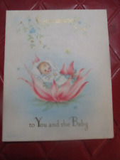 NEW UNUSED Vintage CONGRATULATIONS TO YOU & BABY Card & Envelope - 1950's -#12 picture