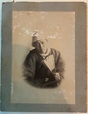JAPAN: ANTIQUE PHOTO YOUNG MAN WITH FAN c1890s picture