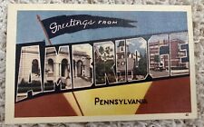 Beaver County Ambridge PA-Pennsylvania, LARGE LETTTER Greetings, Linen Postcard picture