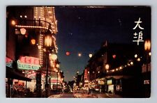 San Francisco CA-California, Chinatown At Night, Antique, Vintage Postcard picture
