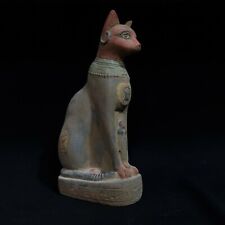 Ancient Egyptian Antiques Egyptian Goddess Bastet Cat With Goddess Hathor BC picture