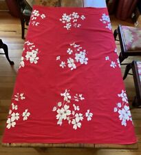 Vintage Cotton Tablecloth Red with Dogwood Flowers by Wilendur 53 x 46