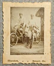 Cabinet Card, 2 Cyclists, VERY Early Safety Bicycles, 1880s picture