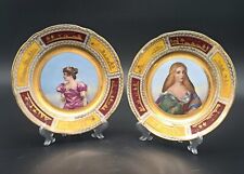 Pair Of Royal Vienna Antique Portrait Plates Porcelain Early 19th Century  picture