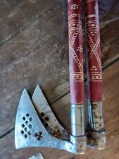 Rare Antique c1860 Arabic, Afghan, Middle East Axe Pair, Hand Carved Handles, 3' picture